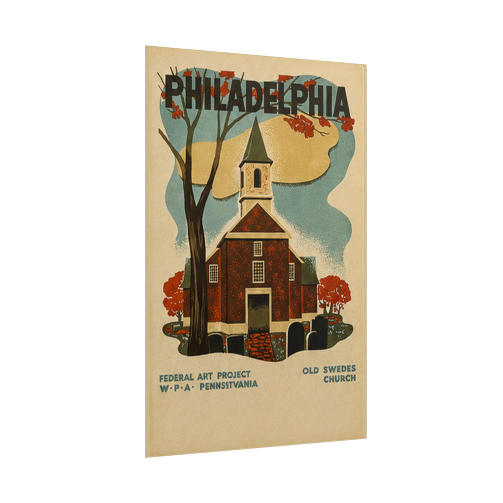 Philadelphia Old Swedes Church Vintage 1936 WPA Poster