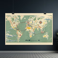 1948 KLM Retro Airline KLM World Route Map