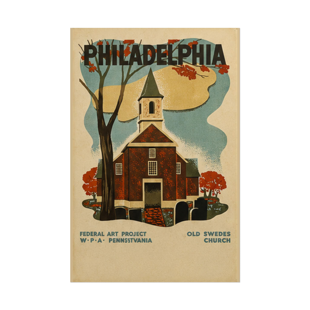 Philadelphia Old Swedes Church Vintage 1936 WPA Poster