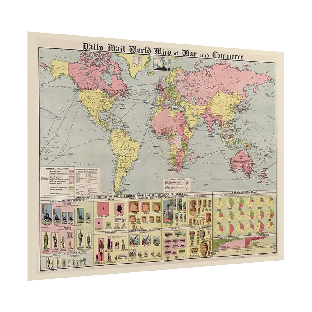 Daily Mail 1917 World Map of War and Commerce
