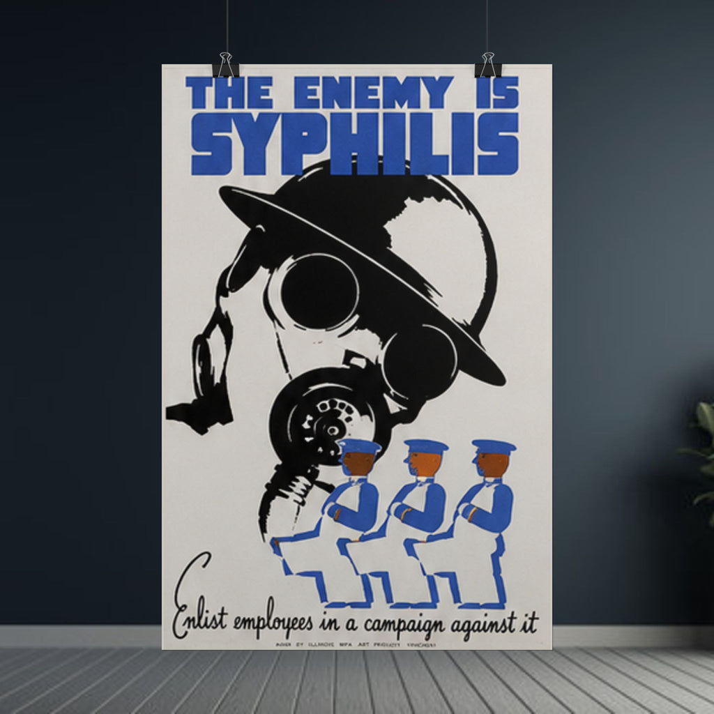 The Enemy is Syphilis Vintage 1930s WPA Public Health Poster