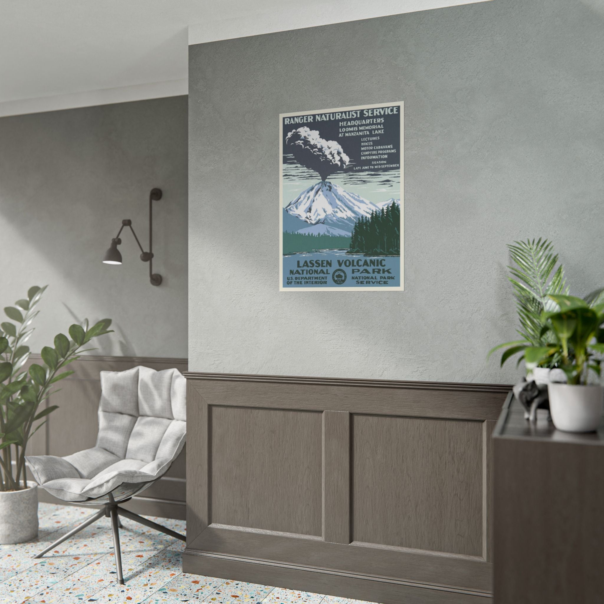 Lassen Volcanic National Park 1938 WPA Vintage Poster