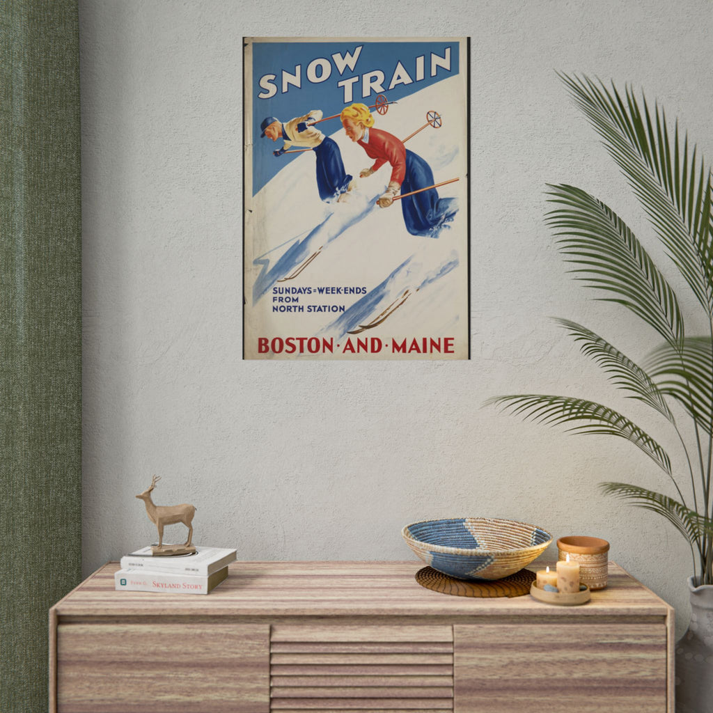 Boston and Maine 1930s Vintage Ski Poster