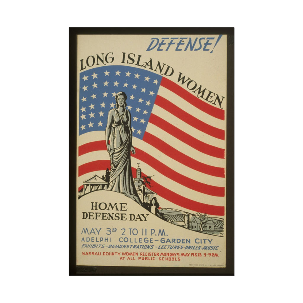 Long Island Women Home Defense Day 1941 Vintage WPA Poster