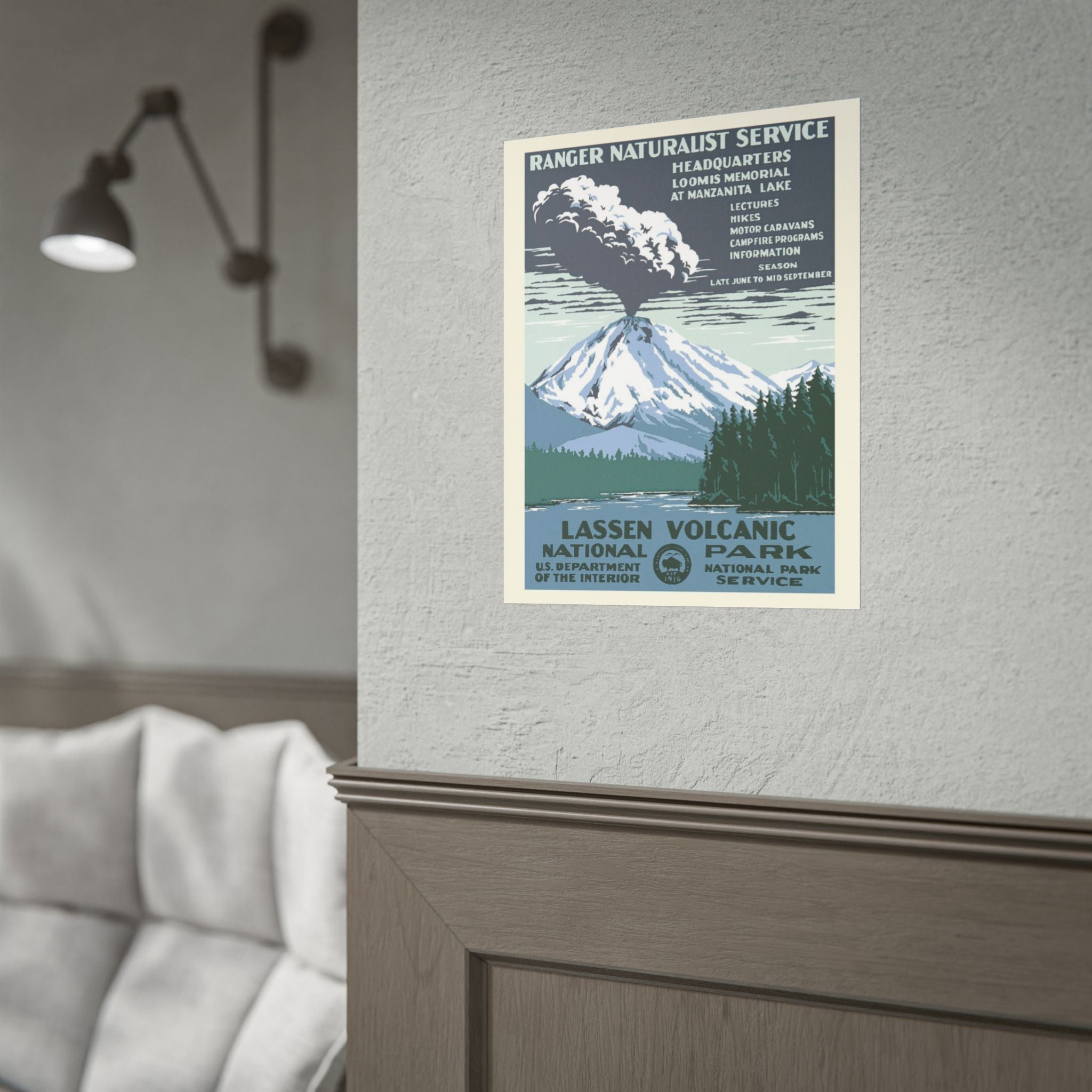 Lassen Volcanic National Park 1938 WPA Vintage Poster