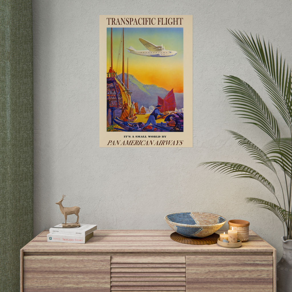 Transpacific Flight 1938 Vintage Pan Am Travel Poster