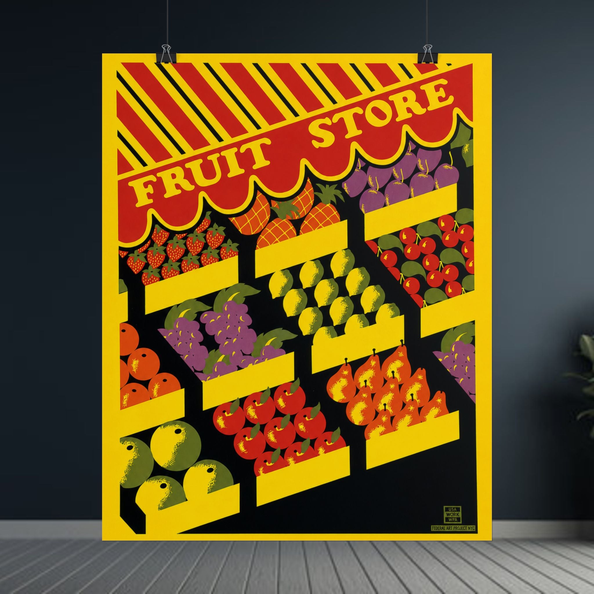 NYC Fruit Store 1938 WPA Vintage Poster