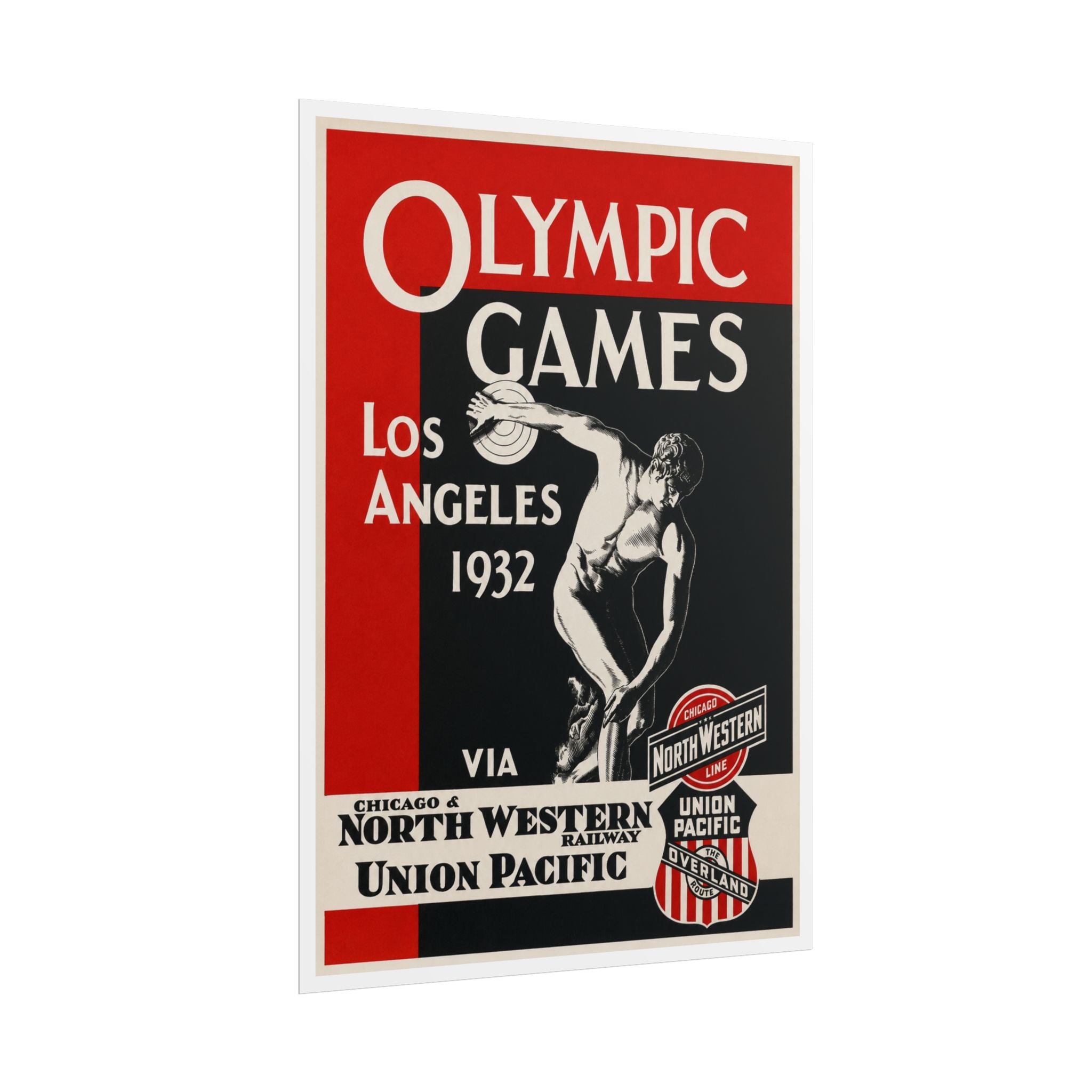 1932 Los Angeles Olympics Vintage Railway Promotional Poster