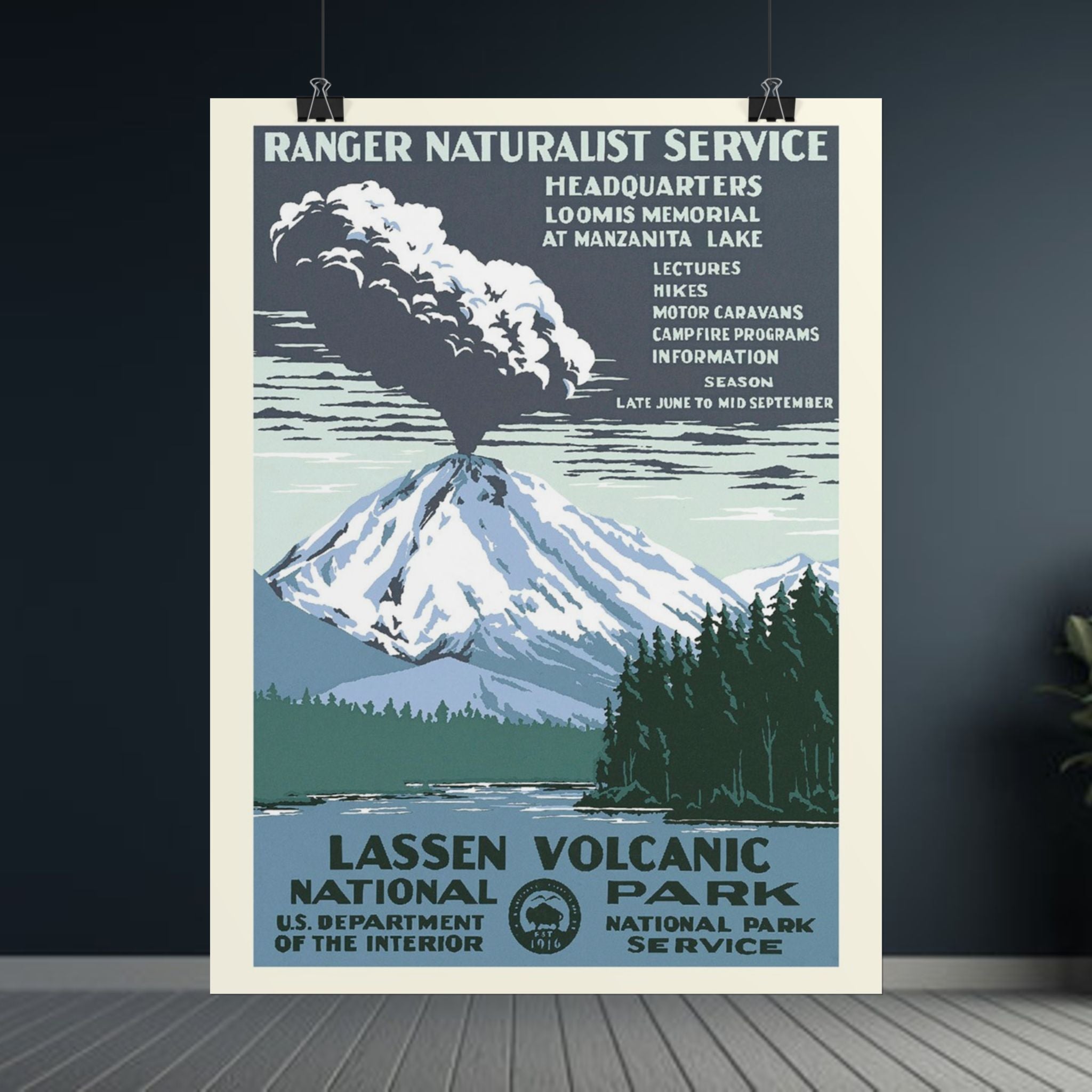 Lassen Volcanic National Park 1938 WPA Vintage Poster