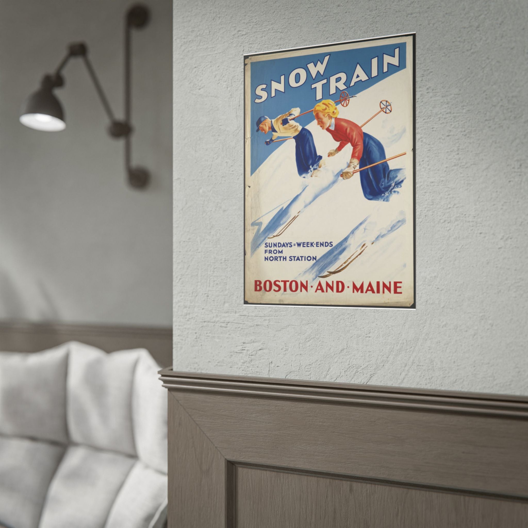 Boston and Maine 1930s Vintage Ski Poster