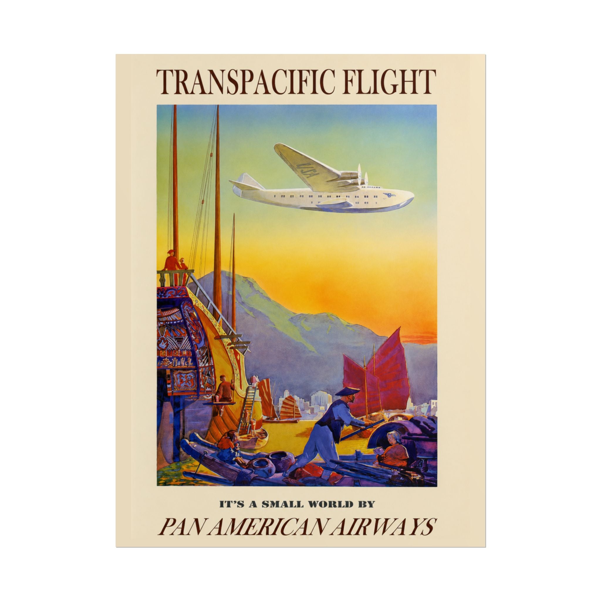 Transpacific Flight 1938 Vintage Pan Am Travel Poster